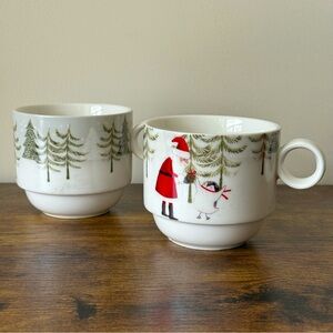 Grace’s Teaware Stackable Holiday Mugs – Santa Penguin Pattern – Set of 2
